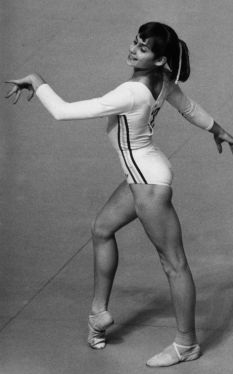 Nadia Comaneci competing in the 1976 Montreal Olympics. She had a baby at almost 45